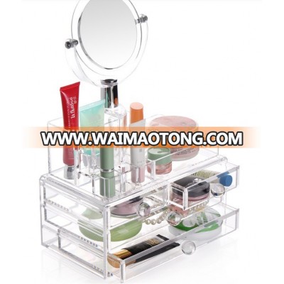 Cheapest Best Selling Products Tabletop Clear Acrylic Makeup Storage Box with Mirror and Drawers